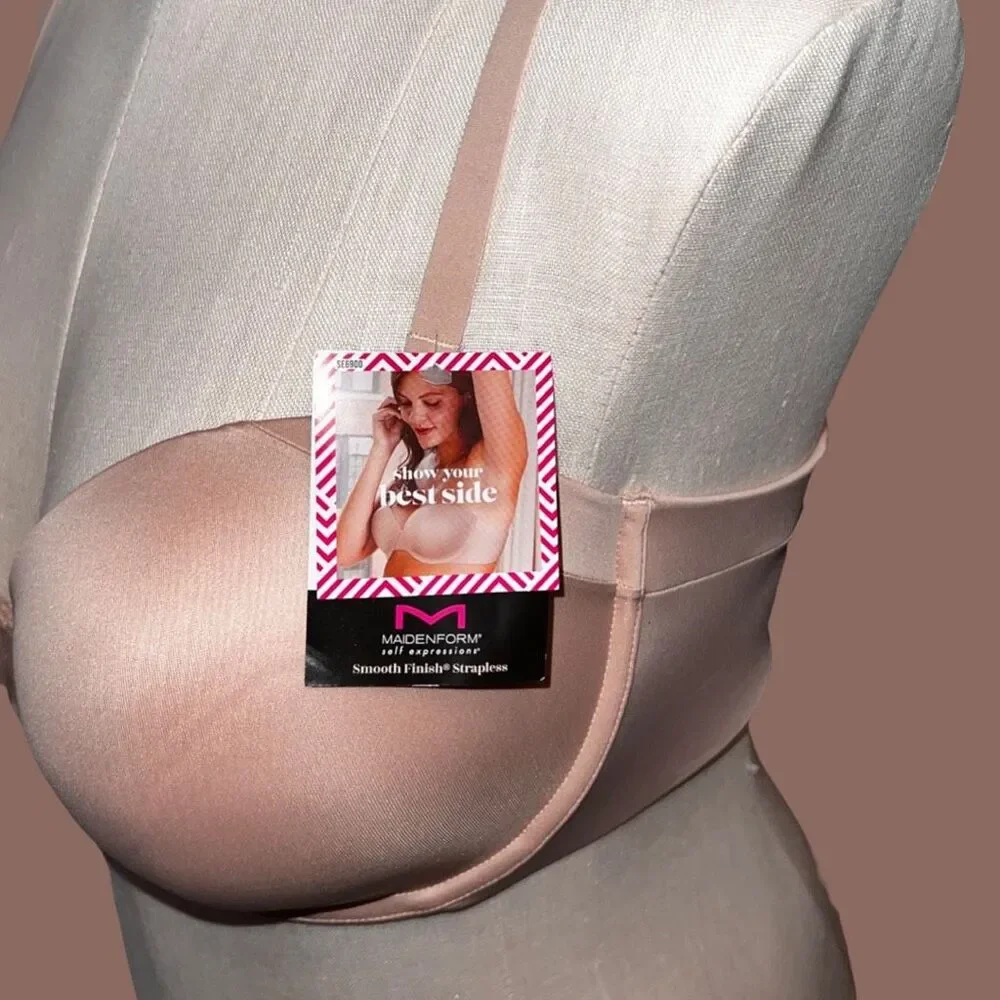 NWT Plus Size Maidenform Nude Strapless Power Band Convertible Bra Size 40D